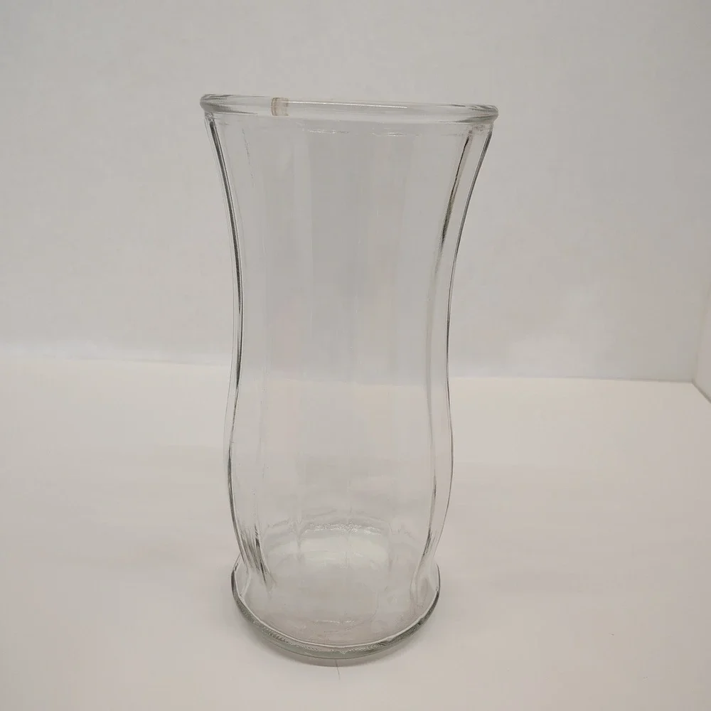 Elegant Fluted Large Vase Thick Clear Glass 9.5